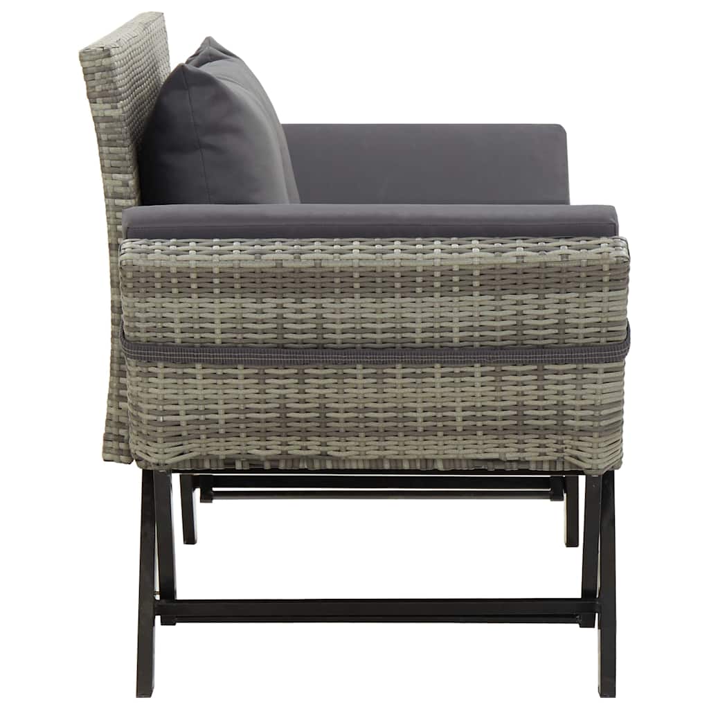 Vidaxl tuinbank met kussens 176 cm poly rattan grijs