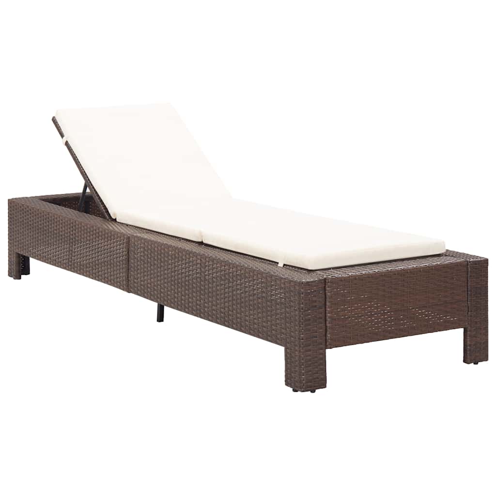 Vidaxl ligbed met kussen poly rattan bruin