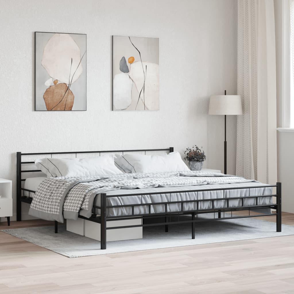 Vidaxl bedframe staal zwart 200x200 cm