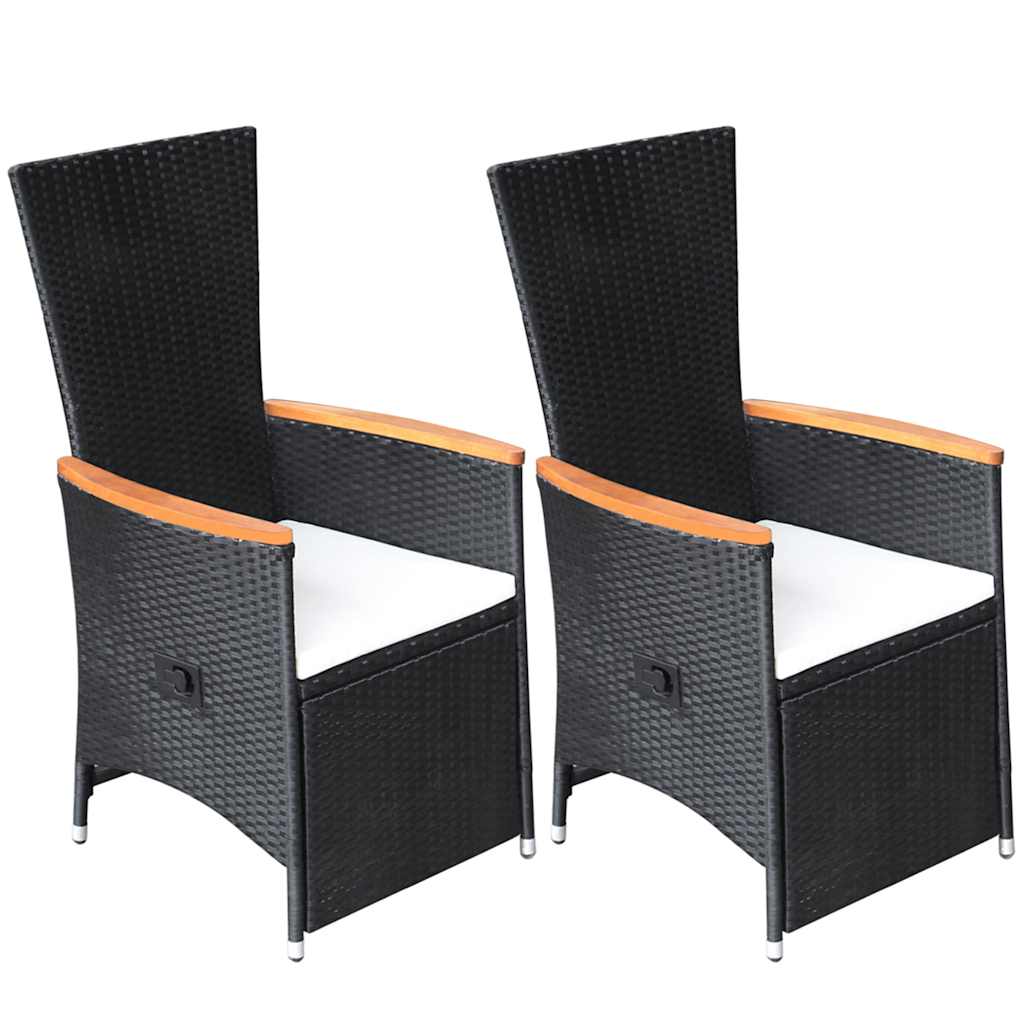 Vidaxl tuinstoelen 2 st verstelbaar met kussens poly rattan zwart