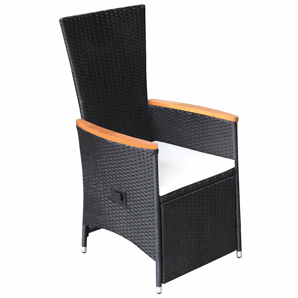 Vidaxl tuinstoelen 2 st verstelbaar met kussens poly rattan zwart