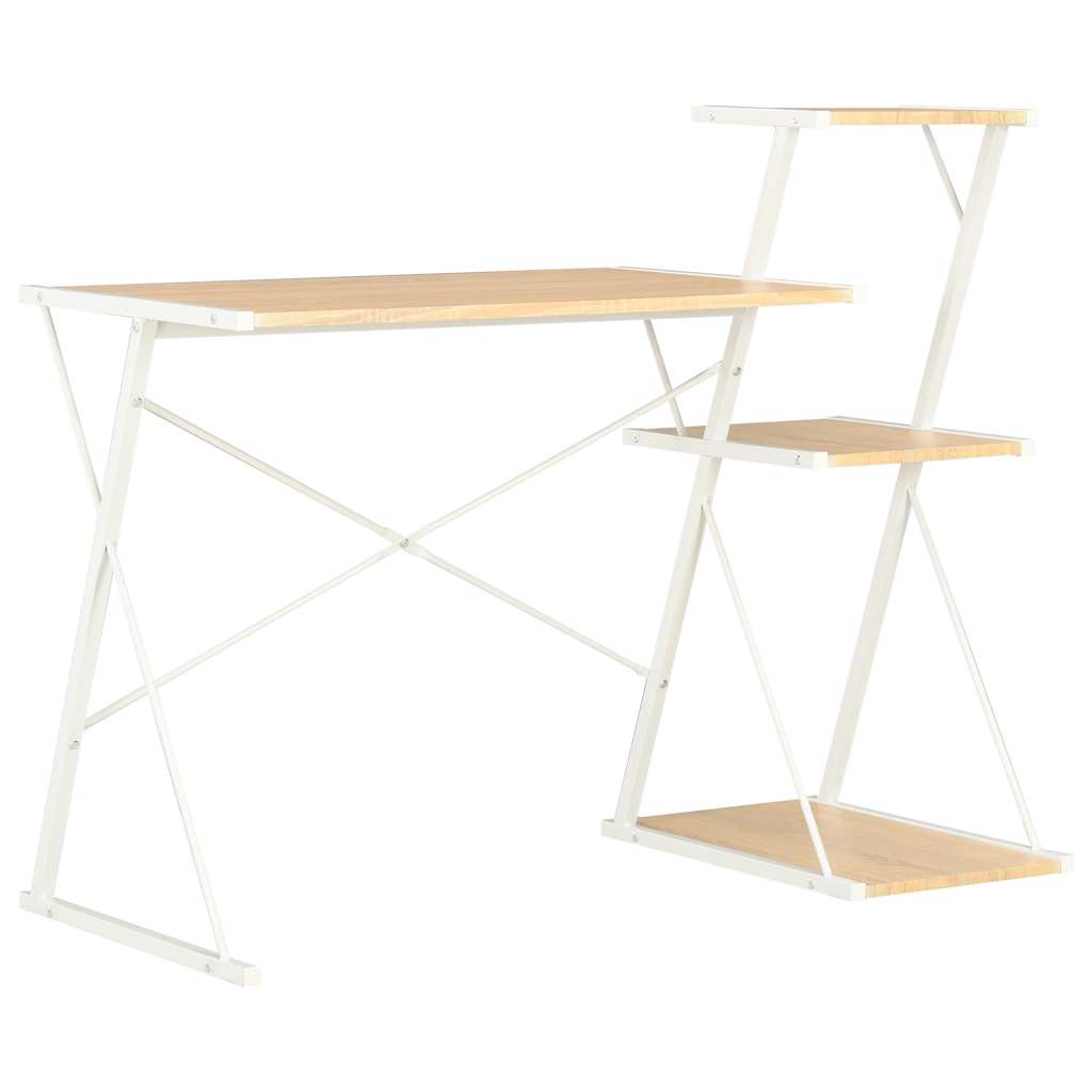 Vidaxl bureau met schap 116x50x93 cm wit en eikenkleurig