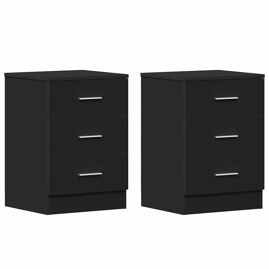 Vidaxl nachtkastjes 2 st 38x35x56 cm bewerkt hout zwart