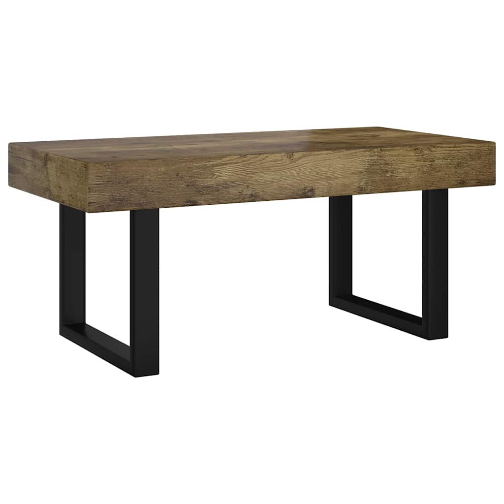 Vidaxl salontafel 90x45x40 cm mdf en ijzer donkerbruin en zwart