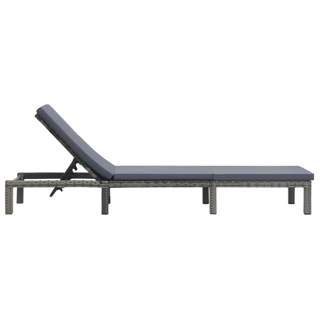Vidaxl ligbed met kussen poly rattan antraciet