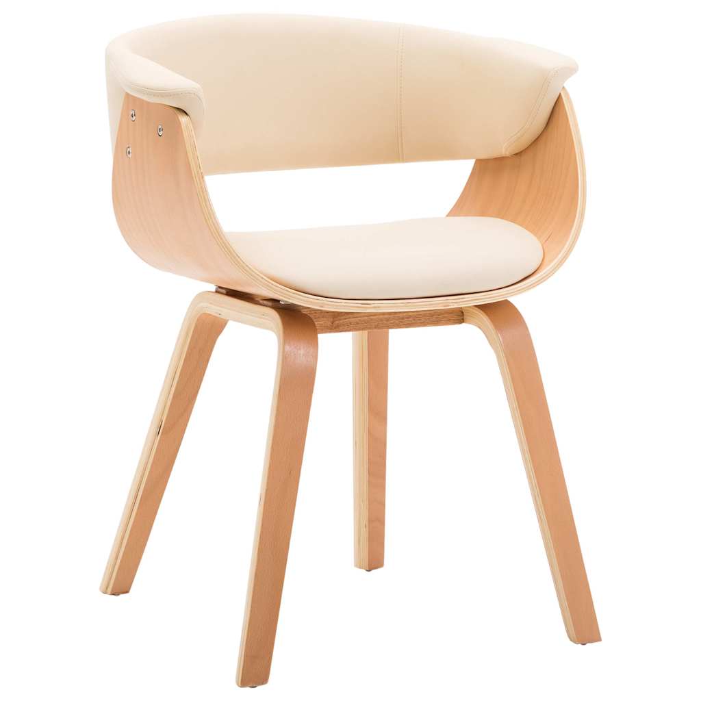 Vidaxl eetkamerstoelen 2 st gebogen hout en kunstleer crèmekleurig
