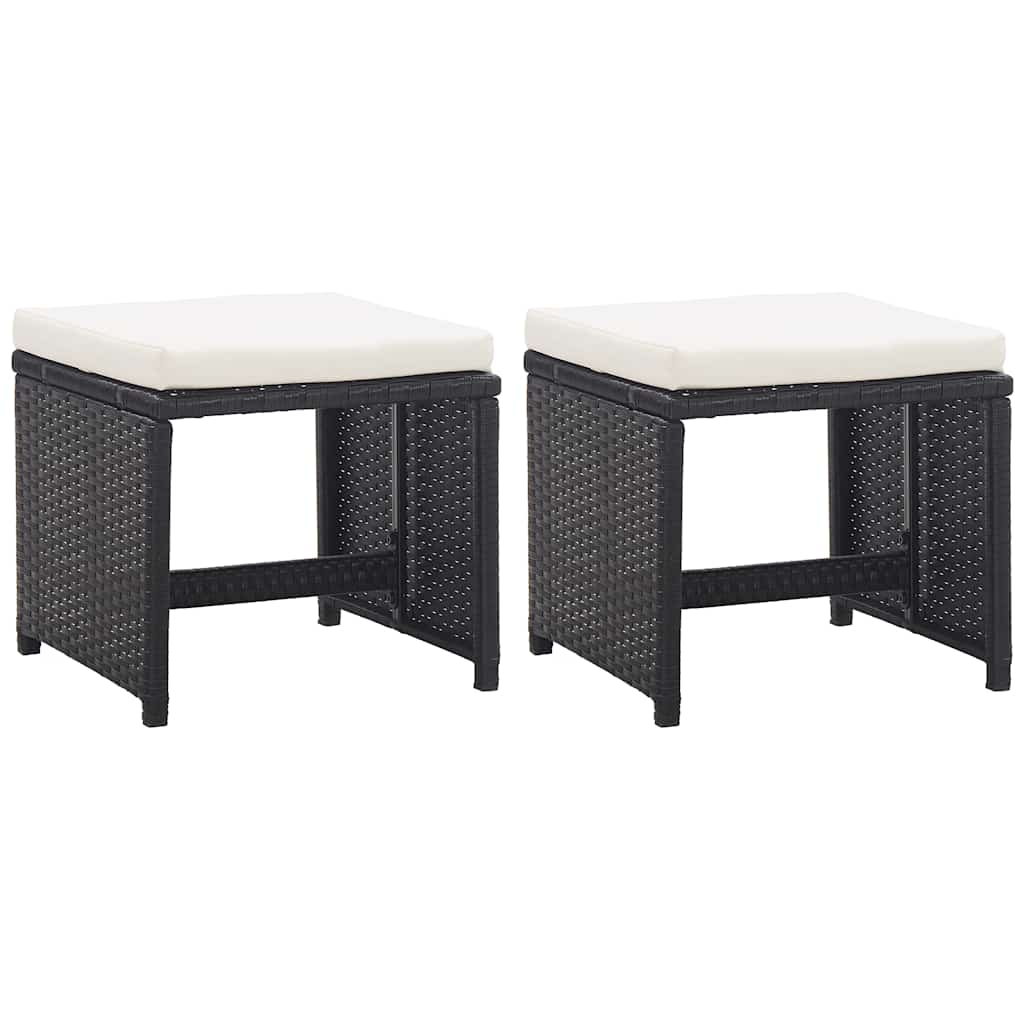 Vidaxl tuinkrukken 2 st met kussens poly rattan zwart