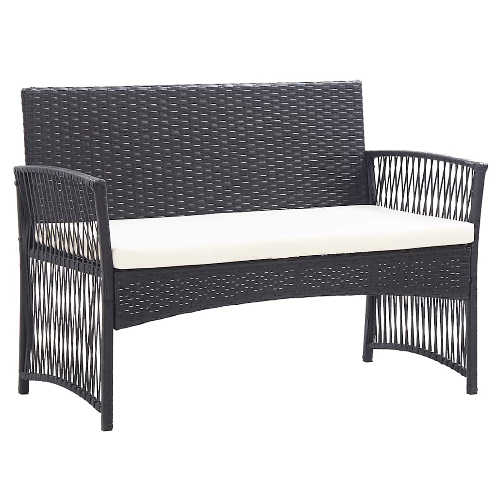 Vidaxl 4-delige loungeset met kussen poly rattan zwart