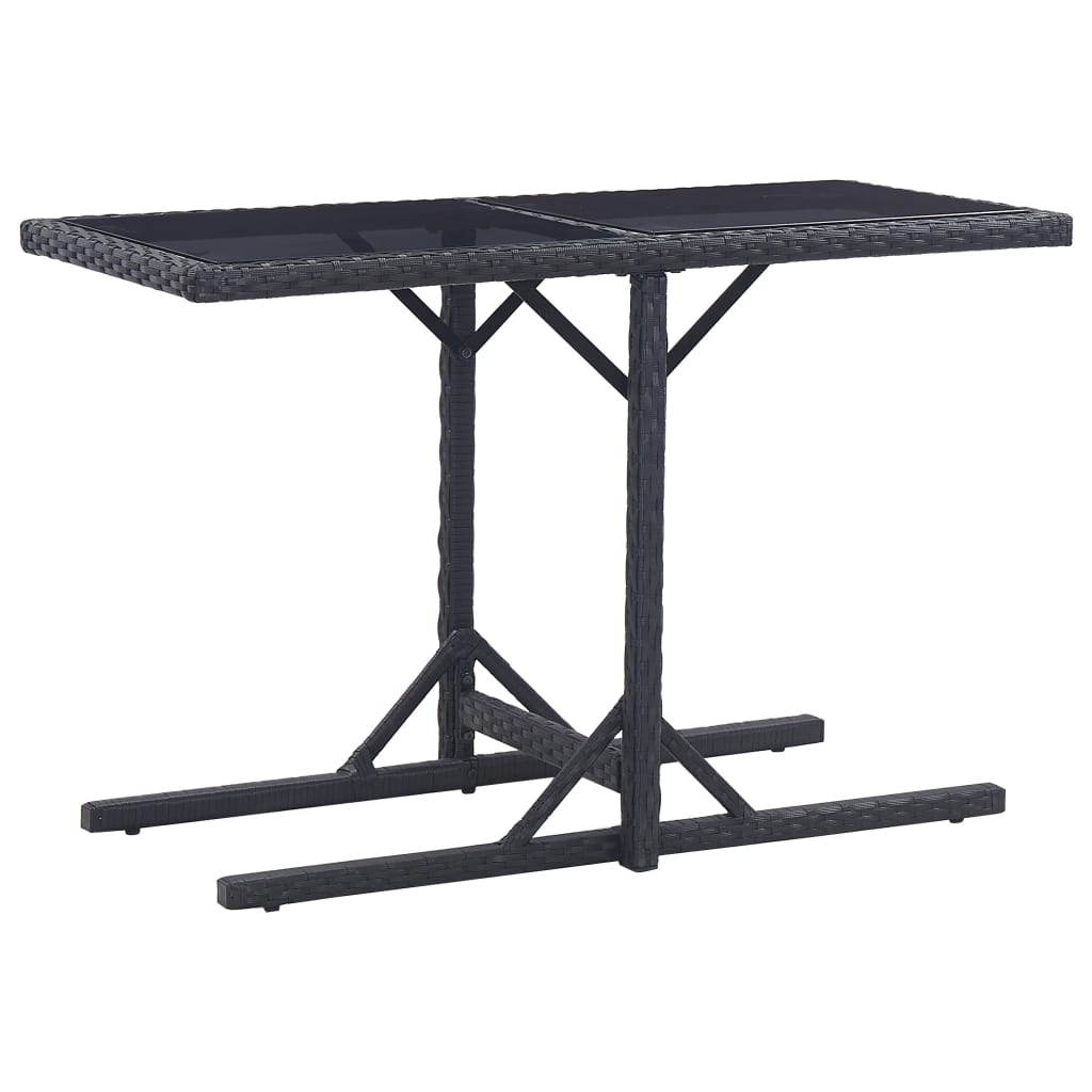 Vidaxl tuintafel 110x53x72 cm glas en poly rattan zwart