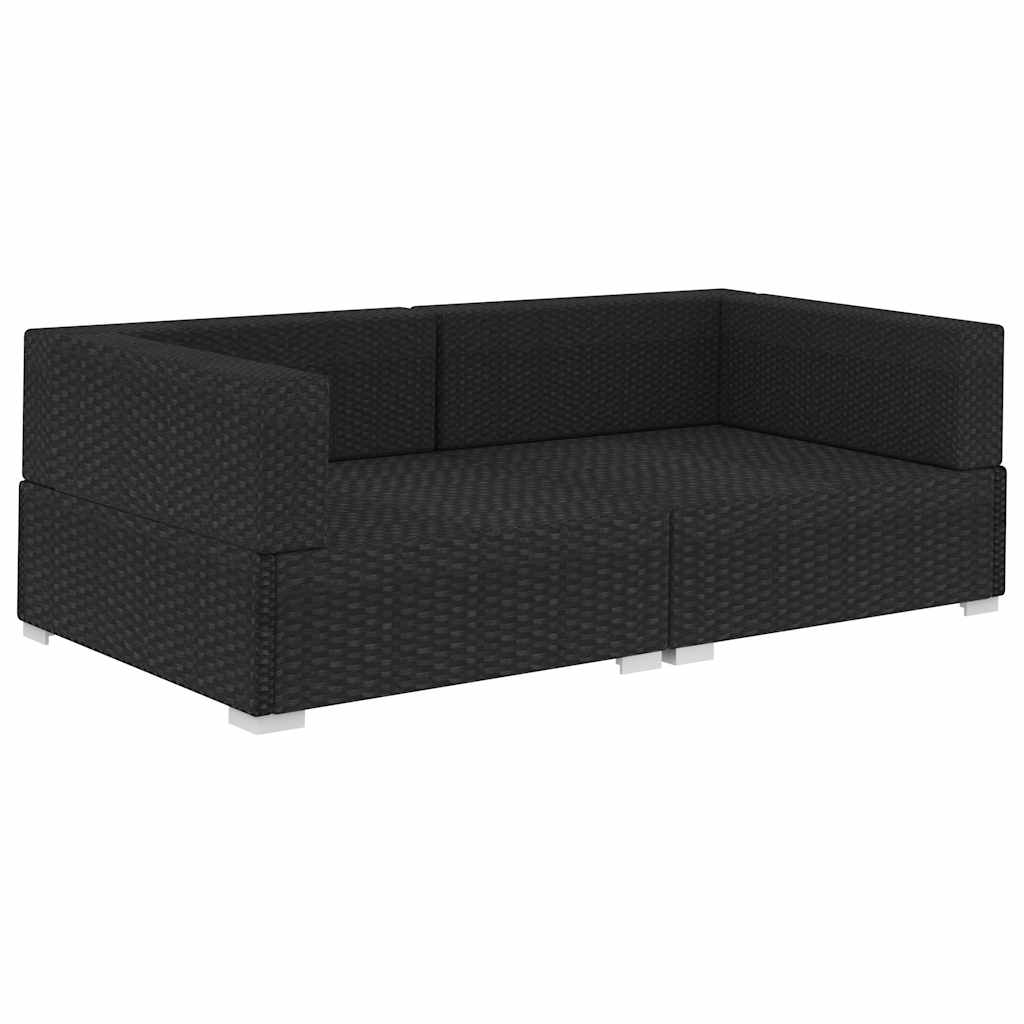 Vidaxl hoekbanken 2 st met kussens poly rattan zwart