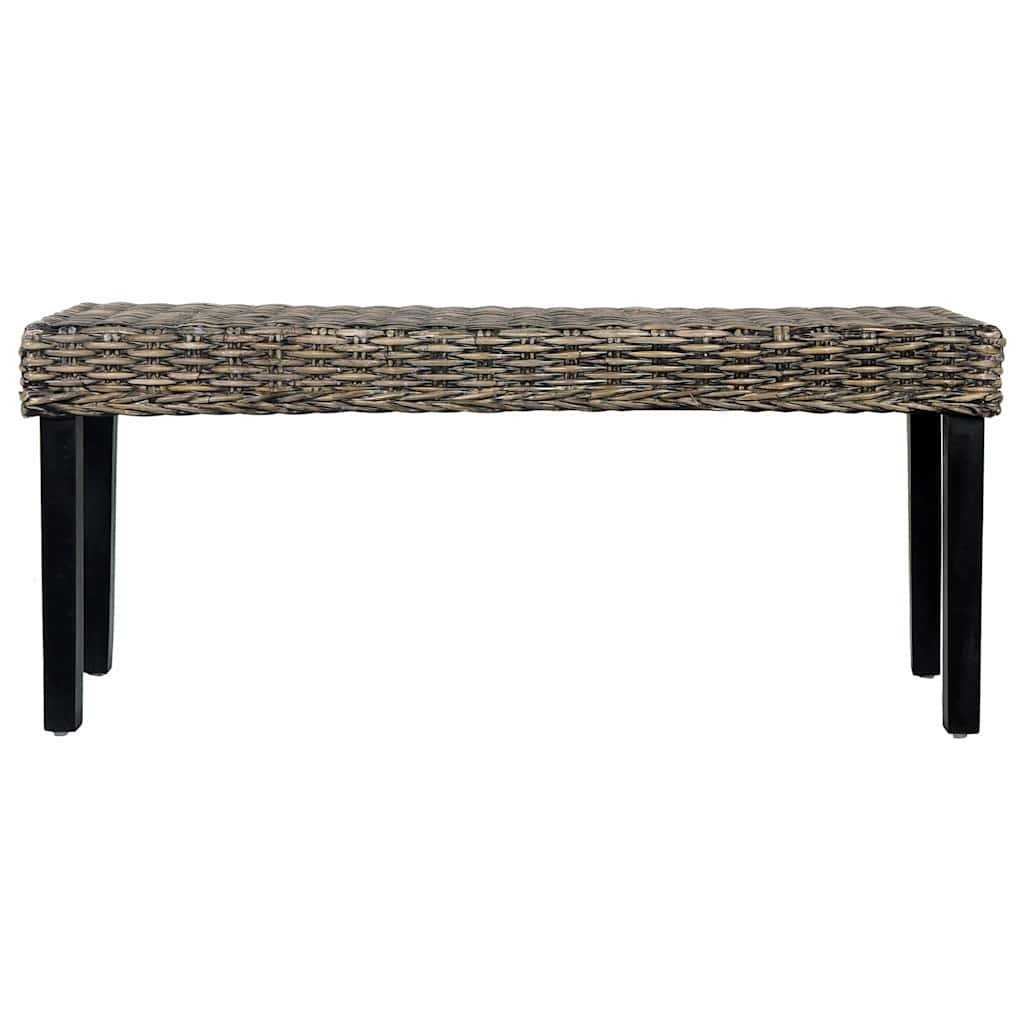 Vidaxl bankje 110 cm natuurlijk kubu rattan en massief mahoniehout zwart