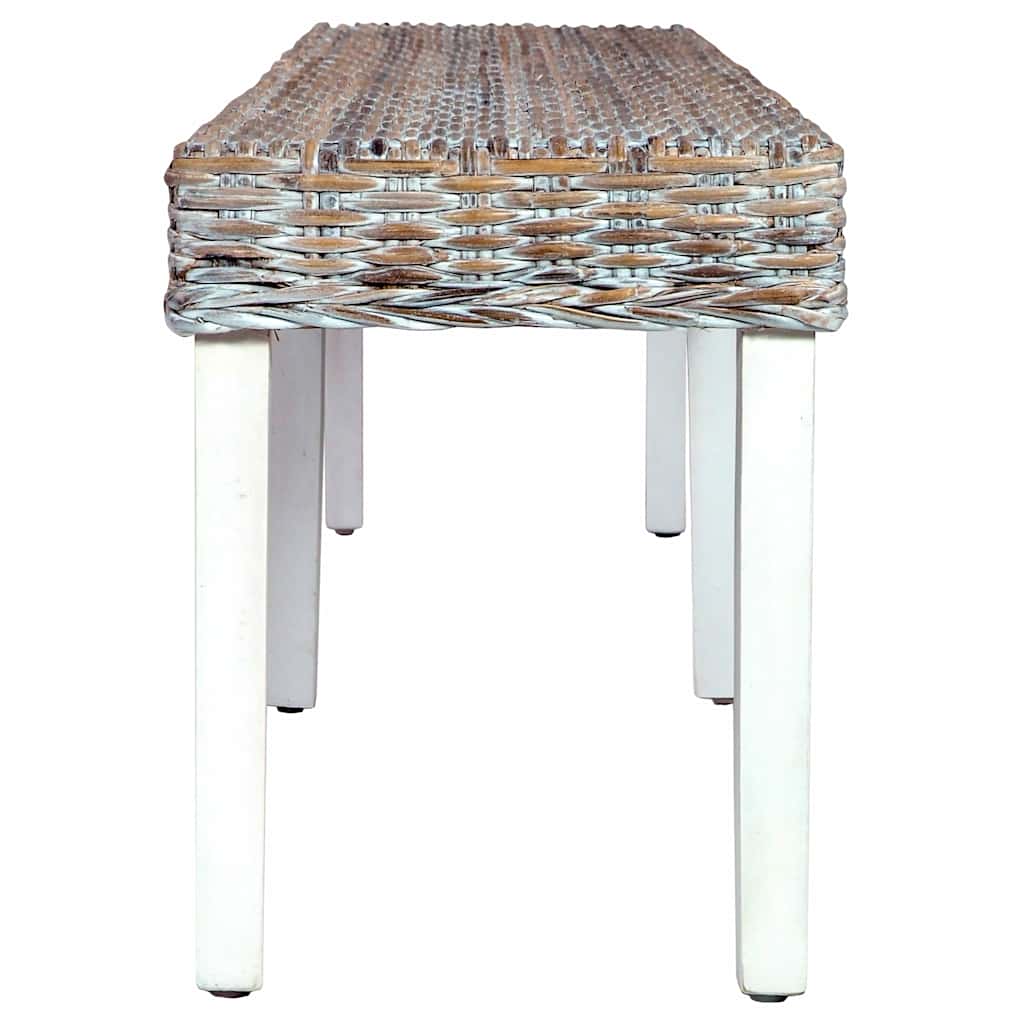 Vidaxl bankje 160 cm natuurlijk kubu rattan en massief mangohout wit