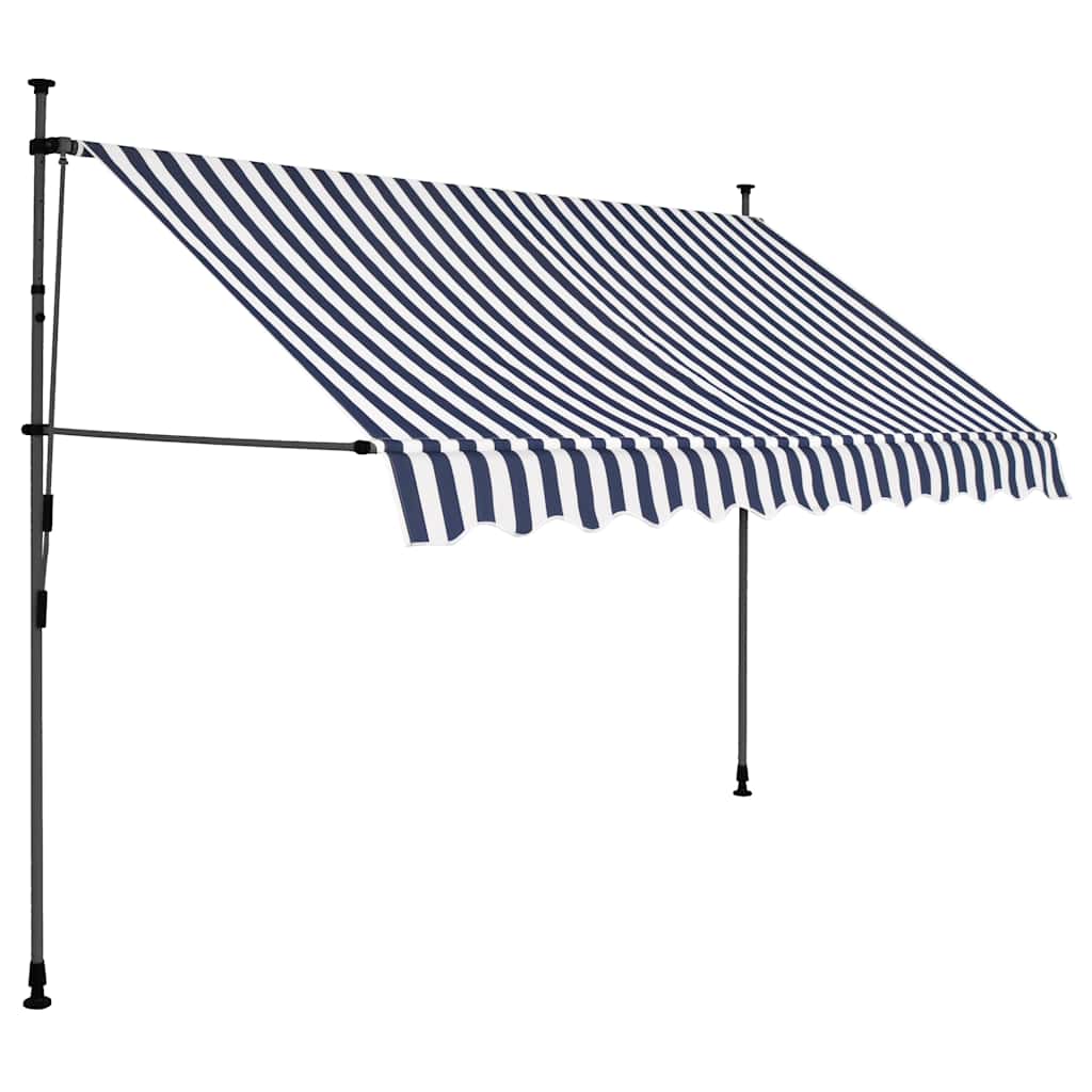 Vidaxl Luifel manuell ausziehbar mit LED 300 cm blau und weiß