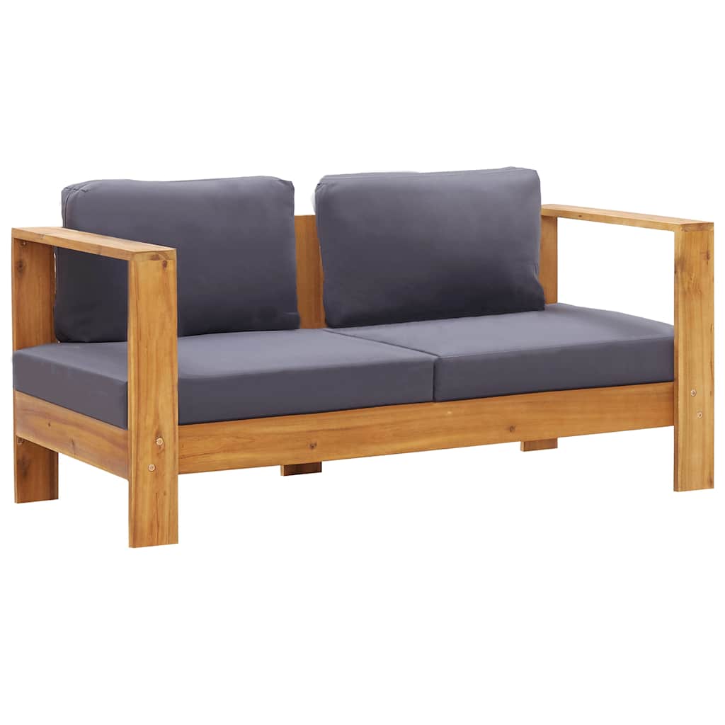 Vidaxl tuinbank met kussens 140 cm massief acaciahout grijs