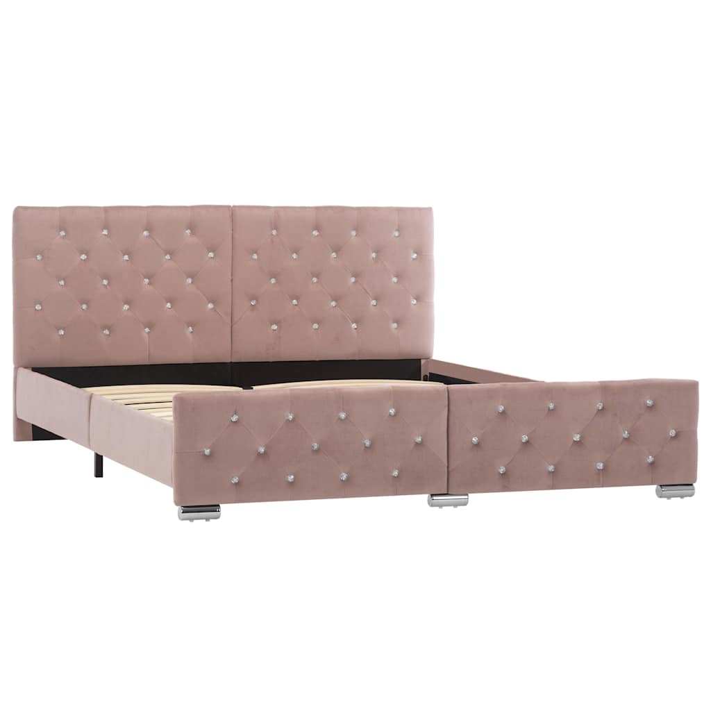 Vidaxl bedframe fluweel roze 160x200 cm