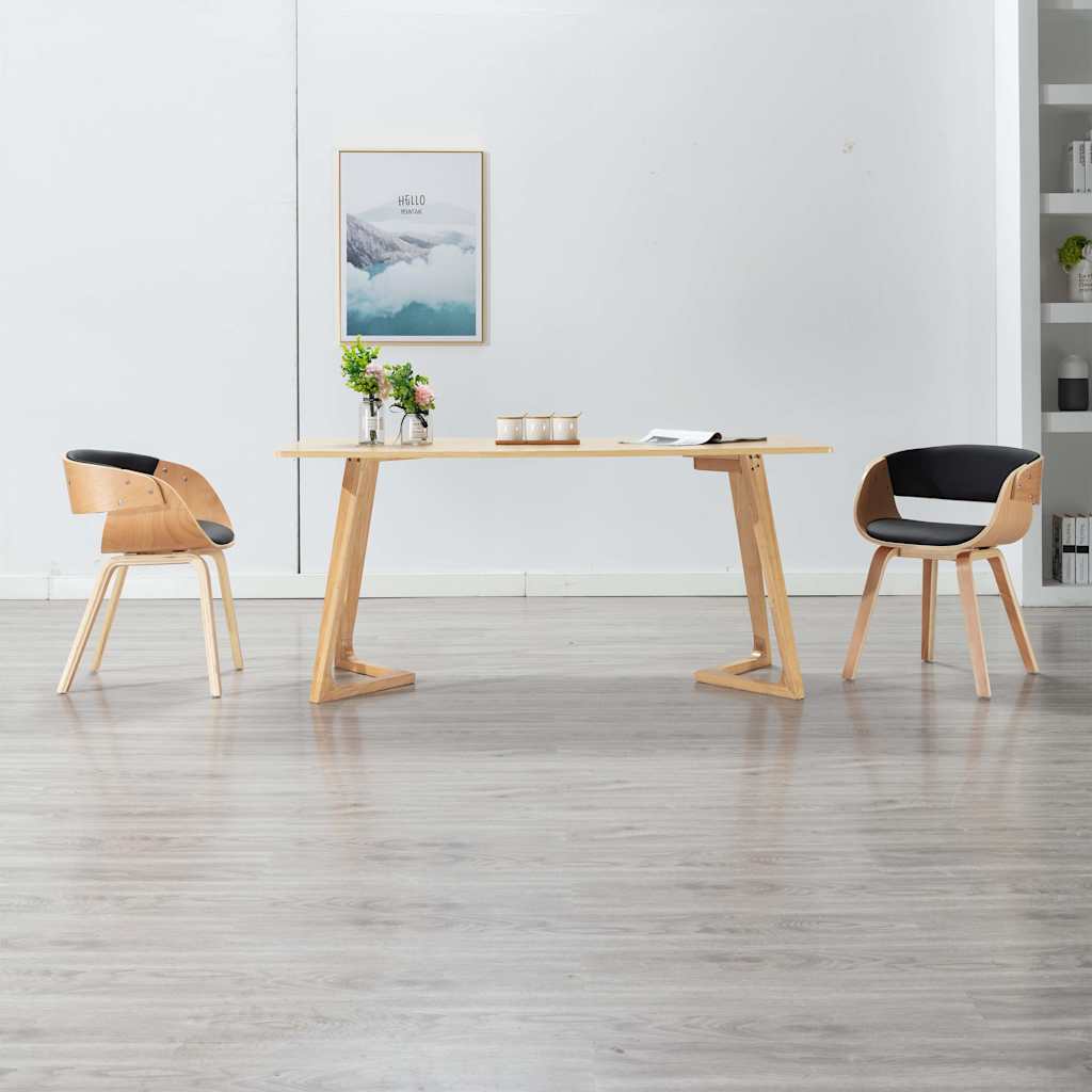 Vidaxl eetkamerstoelen 2 st gebogen hout en kunstleer