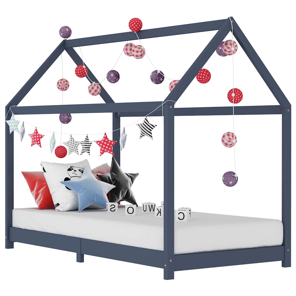 Vidaxl kinderbedframe massief grenenhout grijs 90x200 cm