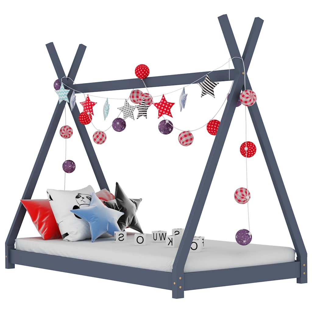 Vidaxl kinderbedframe massief grenenhout grijs 80x160 cm