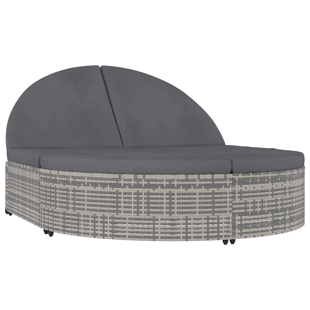 Vidaxl ligbed met kussens 2-persoons poly rattan grijs