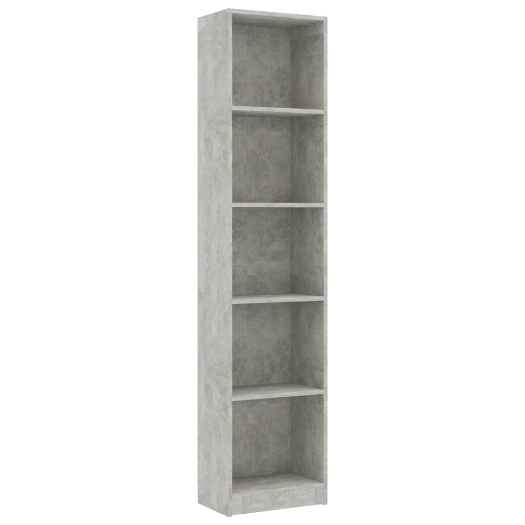Vidaxl boekenkast met 5 schappen 40x24x175 cm bewerkt hout betongrijs