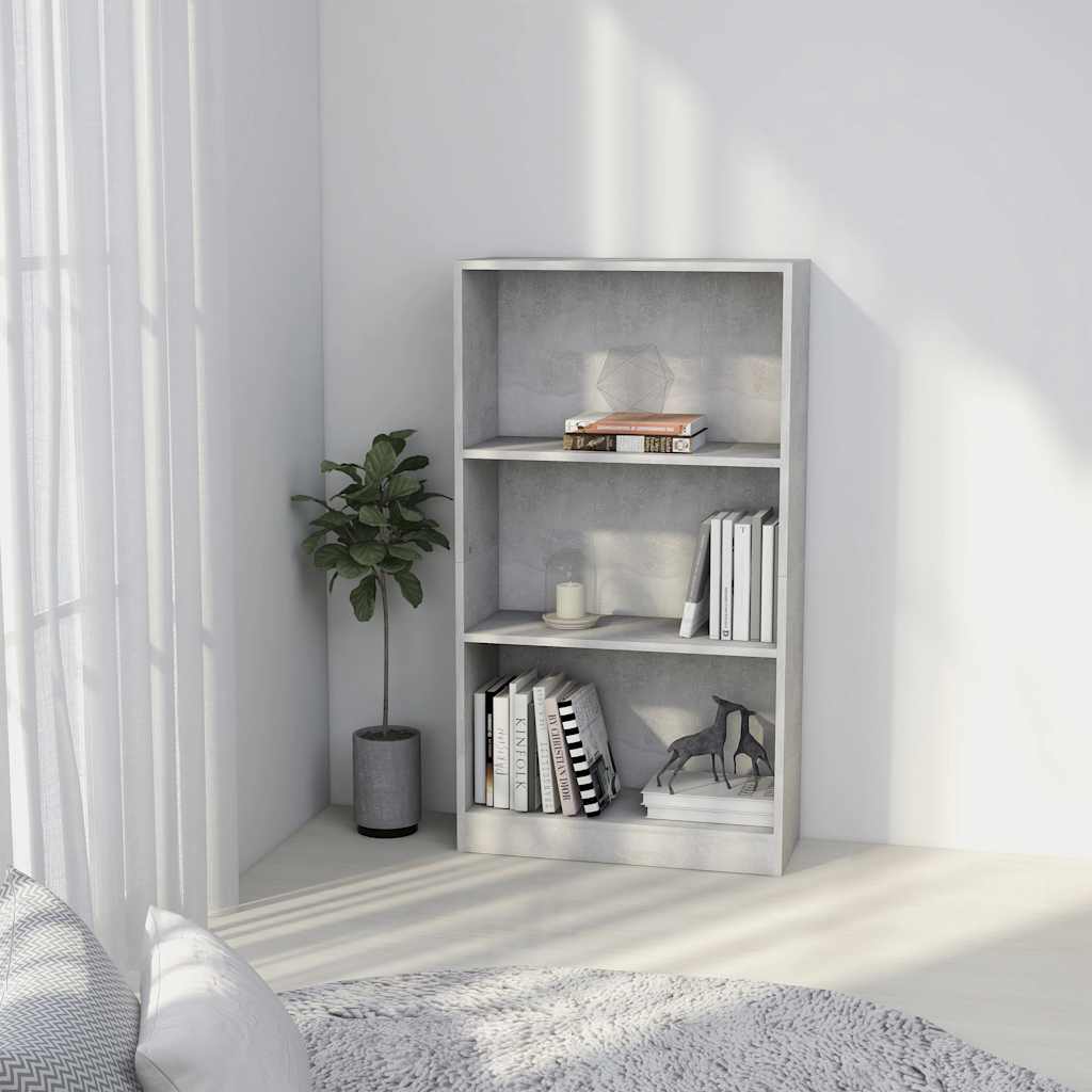 Vidaxl boekenkast met 3 schappen 60x24x109 cm bewerkt hout betongrijs