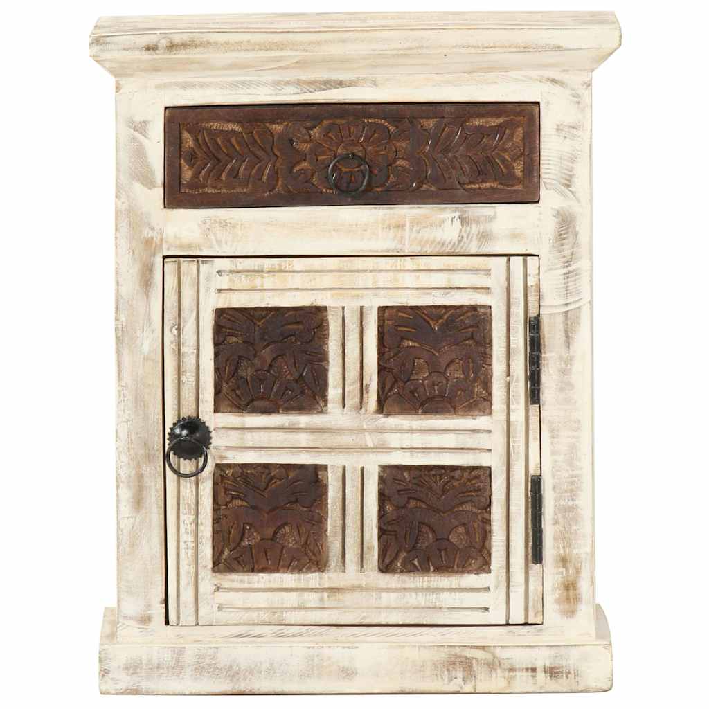 Vidaxl nachtkastje 40x30x50 cm massief mangohout wit