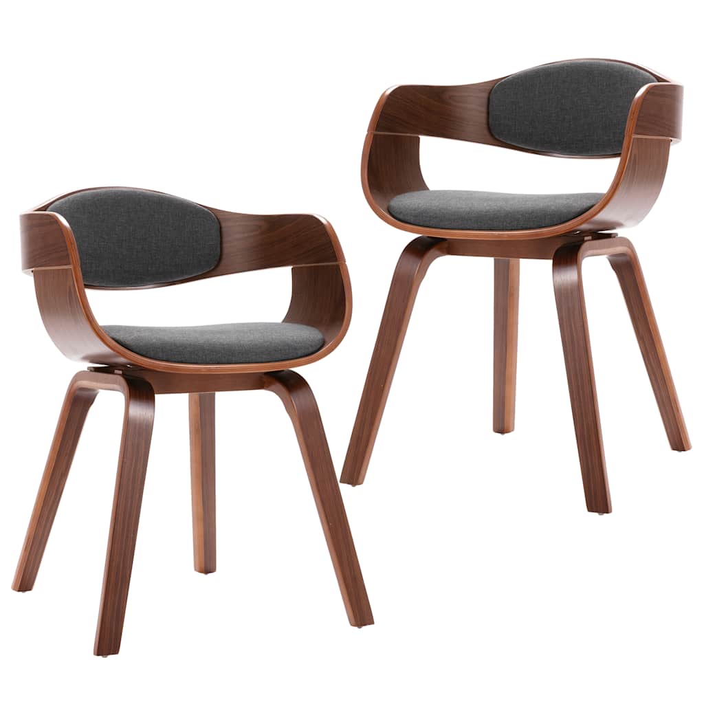 Vidaxl eetkamerstoelen 2 st gebogen hout en stof grijs