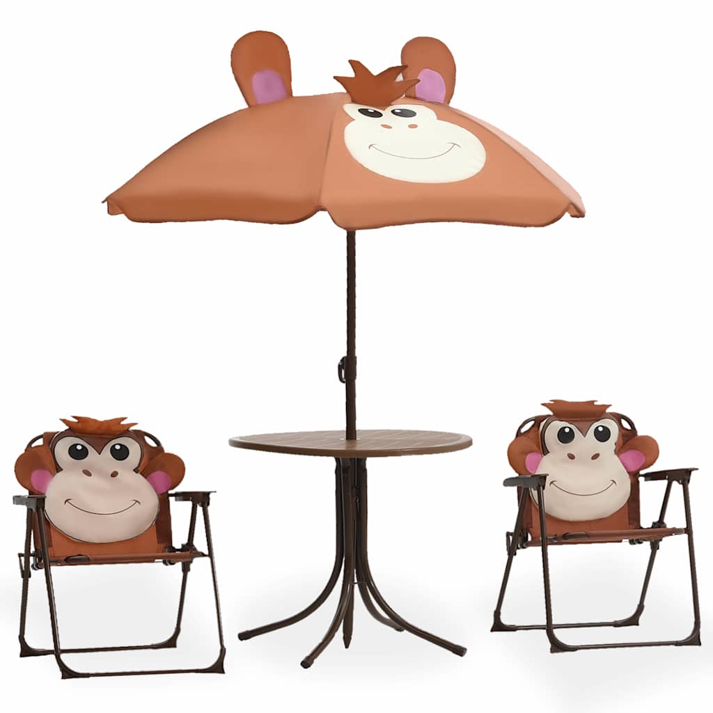 Vidaxl 3-delige bistroset voor kinderen met parasol bruin