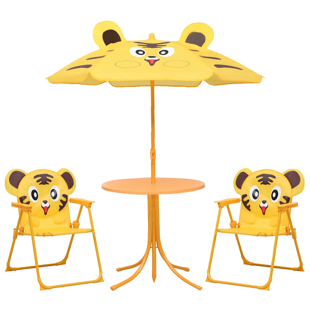 Vidaxl 3-delige bistroset voor kinderen met parasol geel