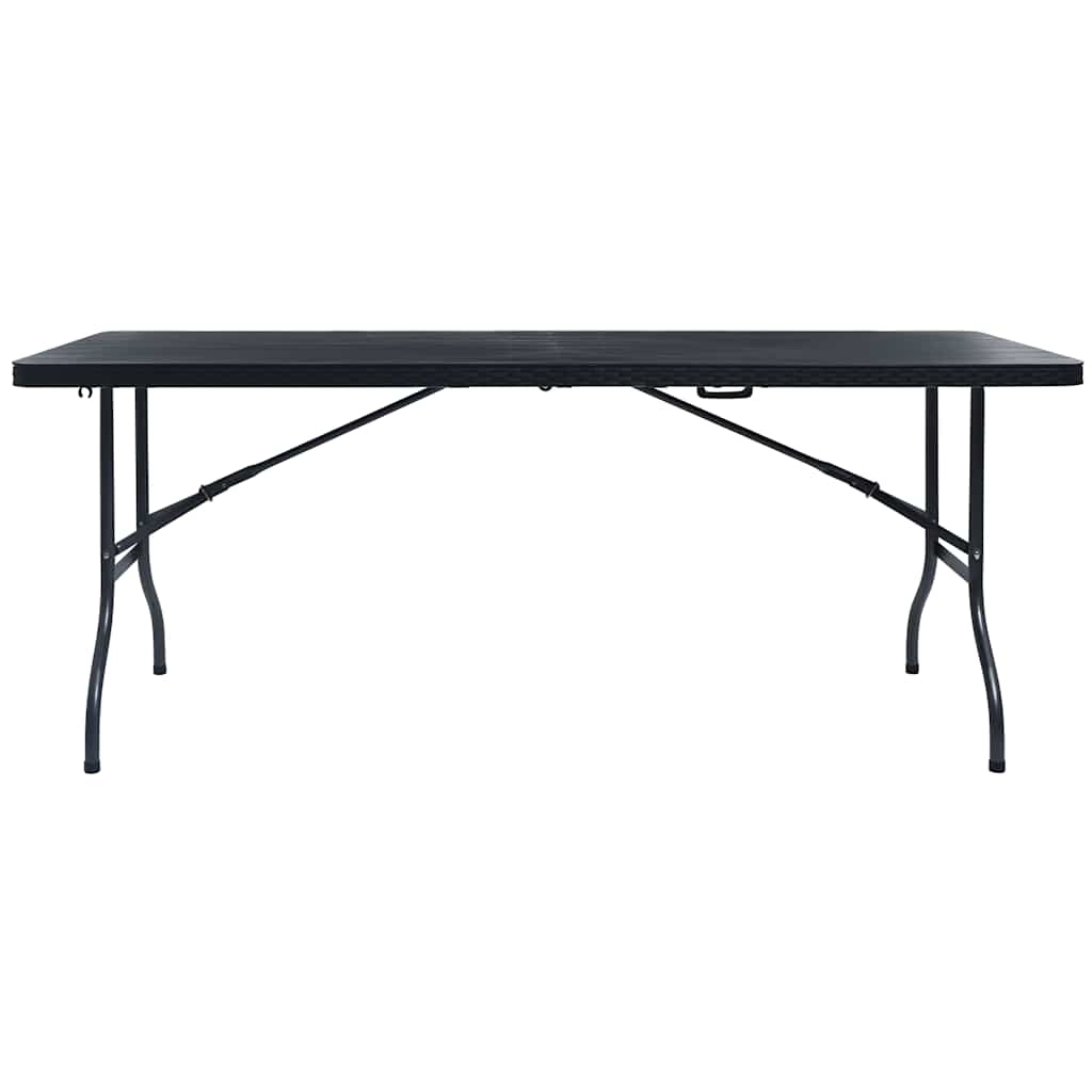 Vidaxl tuintafel inklapbaar 180x75x72 cm hdpe en kunstrattan zwart