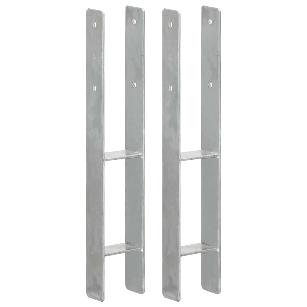 Vidaxl grondankers 2 st 9x6x60 cm gegalvaniseerd staal zilverkleurig