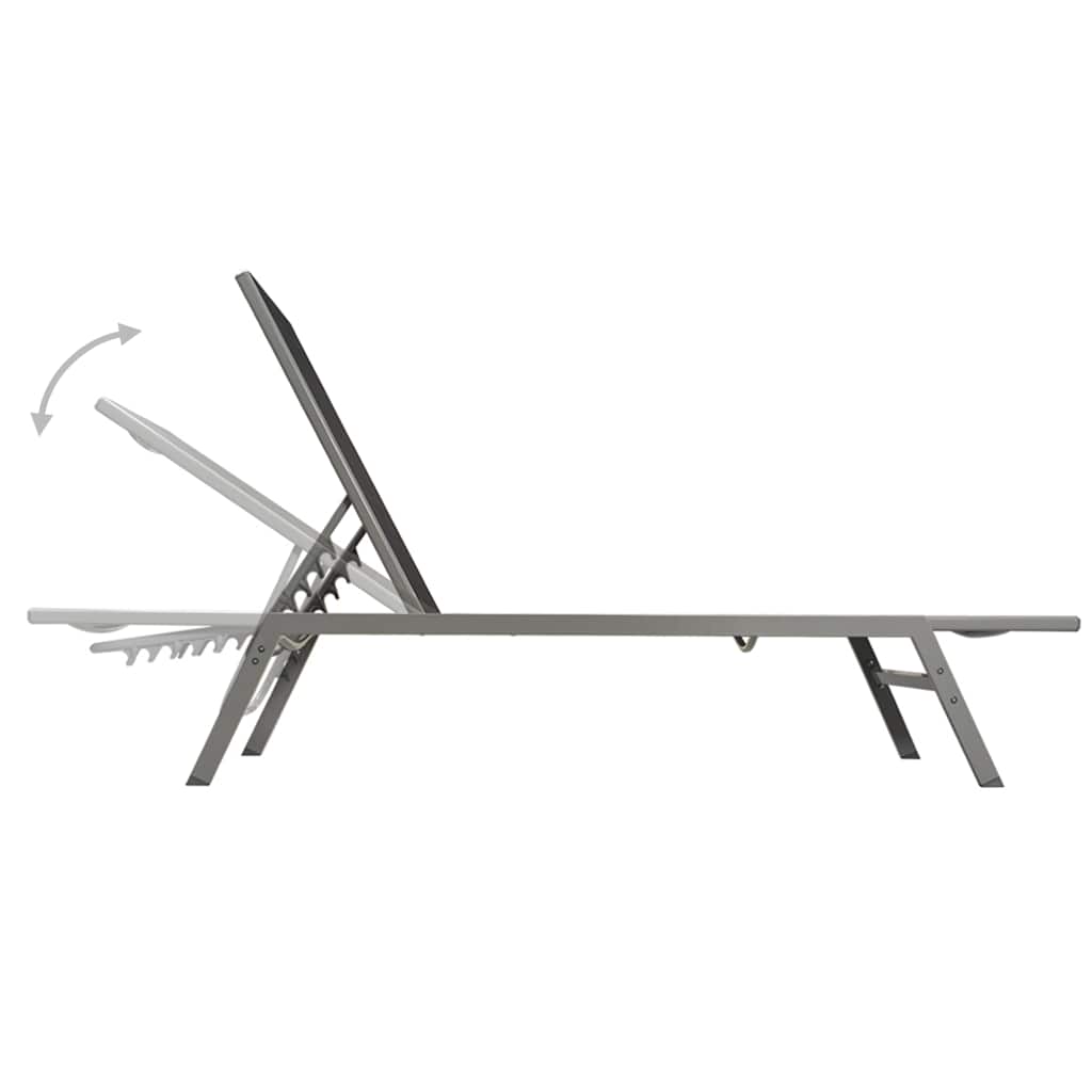 Vidaxl ligbedden 2 st met tafel staal en textileen zwart