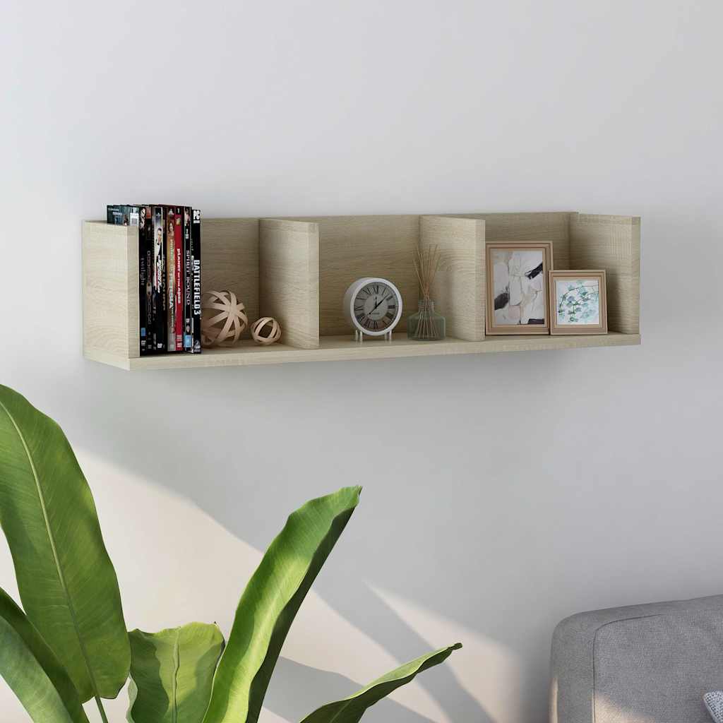Vidaxl cd-wandschap 75x18x18 cm bewerkt hout sonoma eikenkleurig