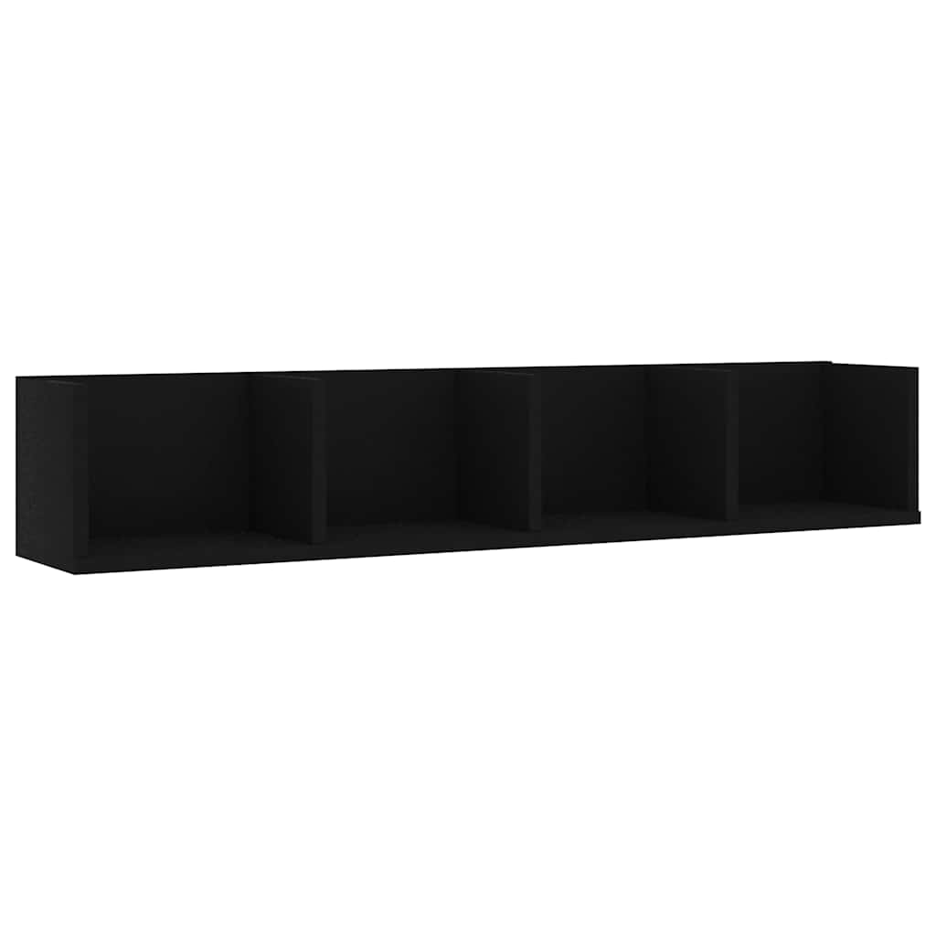 Vidaxl cd-wandschap 100x18x18 cm bewerkt hout zwart