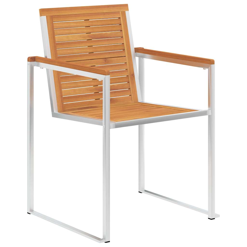 Vidaxl tuinstoelen 2 st massief acaciahout en roestvrij staal