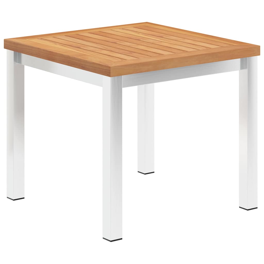 Vidaxl tuinbijzettafel 45x45x38 cm massief teakhout en roestvrij staal