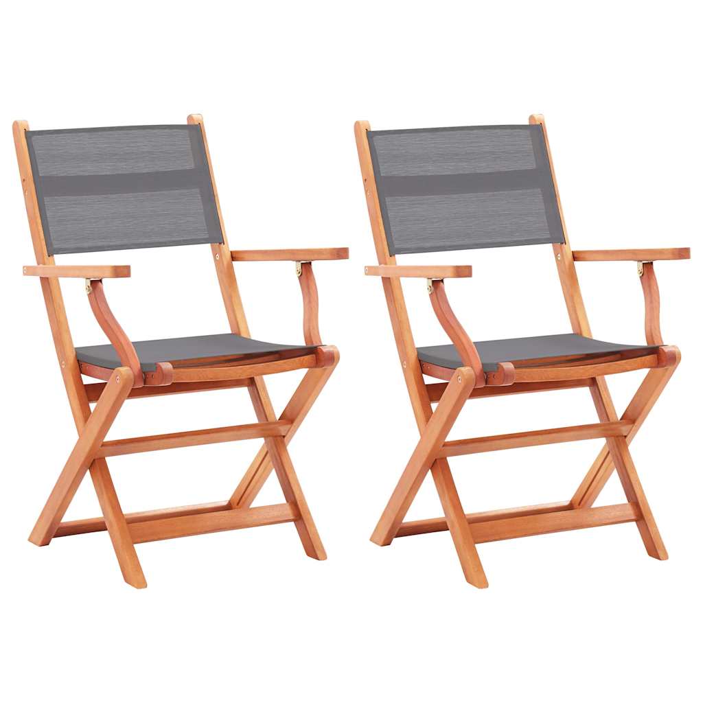 Vidaxl tuinstoelen inklapbaar 2 st eucalyptushout en textileen grijs