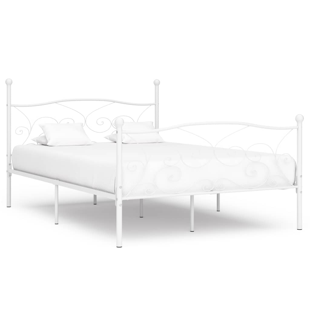 Vidaxl bedframe met lattenbodem metaal wit 140x200 cm