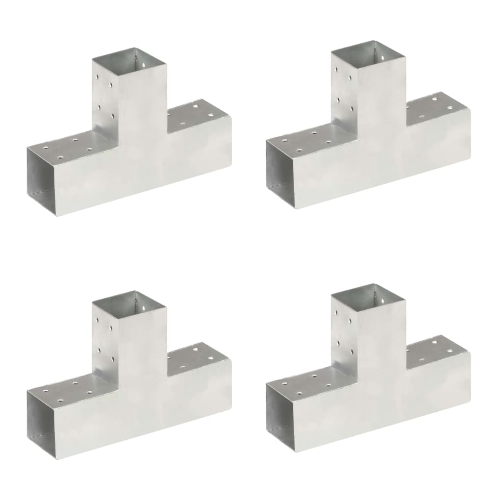 Vidaxl-Pfahlverbindungen 4 ST T-Form 71 x 71 mm verzinktes Metall
