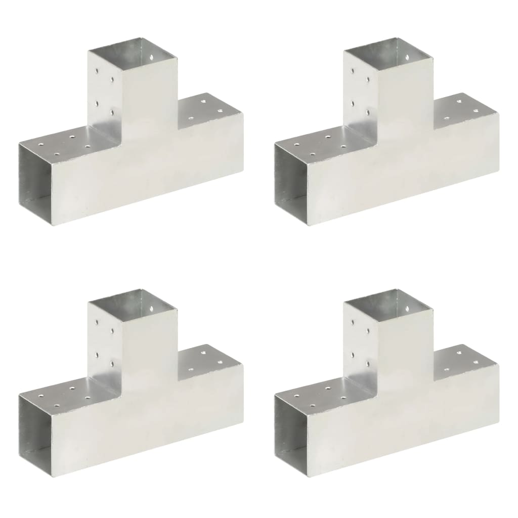 Vidaxl Pfostenverbindungen 4 Stück T-Form 81x81 mm verzinktes Metall