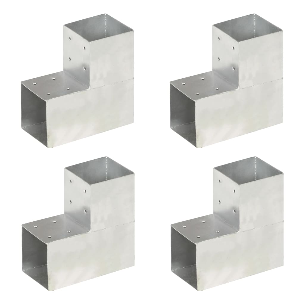 Vidaxl Pfostenverbindungen 4 Stück L-Form 101x101 mm verzinktes Metall