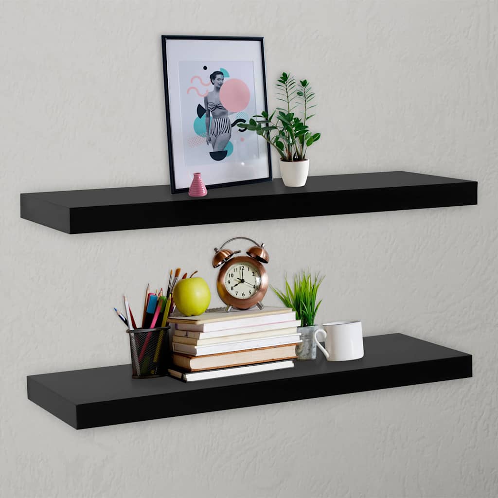 Vidaxl wandschappen zwevend 2 st 120x20x3,8 cm zwart