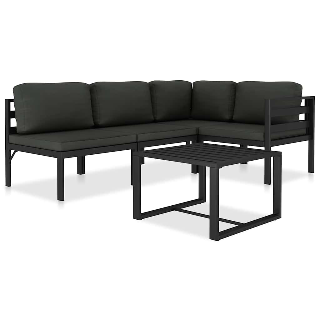 Vidaxl 5-delige loungeset met kussens aluminium antraciet