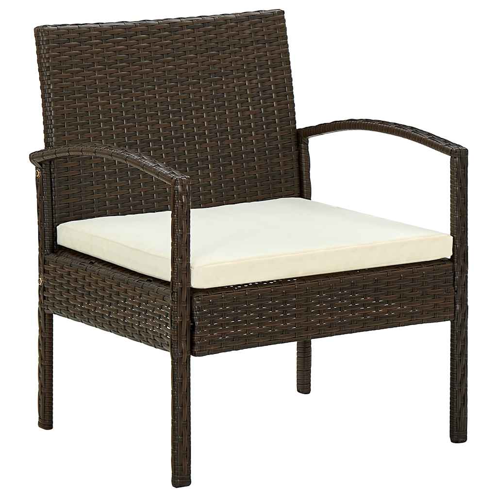 Vidaxl tuinstoel met kussen poly rattan bruin