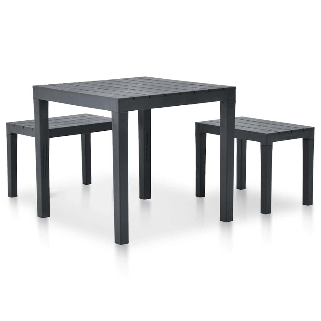 Vidaxl tuintafel met 2 banken kunststof antraciet