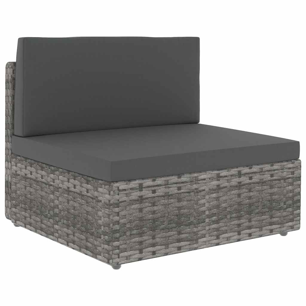 Vidaxl middenbank sectioneel poly rattan grijs