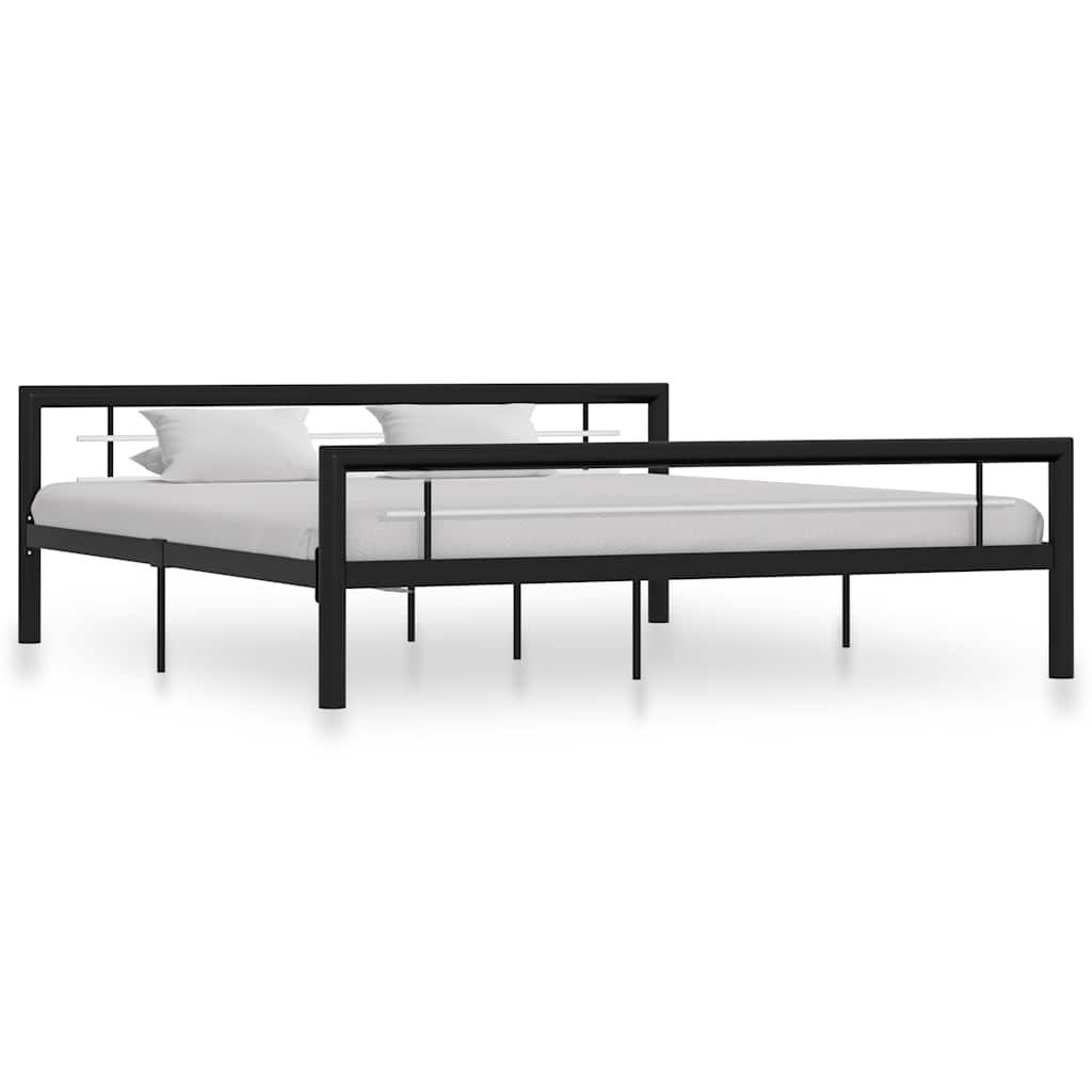 Vidaxl bedframe metaal zwart en wit 180x200 cm