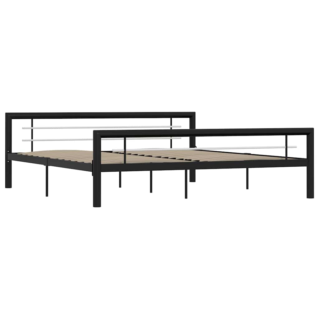Vidaxl bedframe metaal zwart en wit 180x200 cm