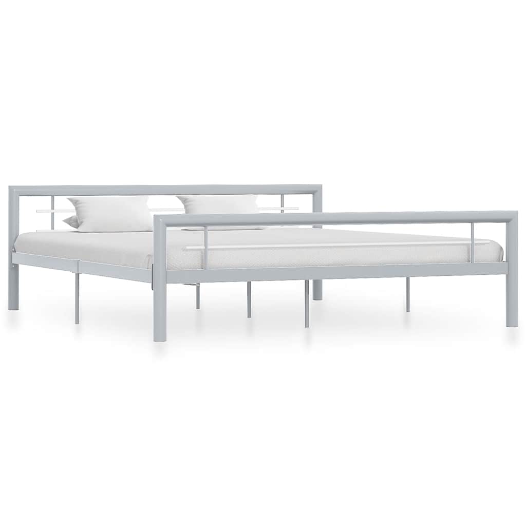 Vidaxl bedframe metaal grijs en wit 180x200 cm