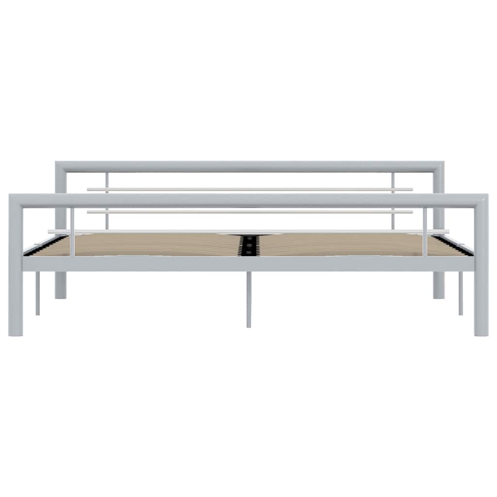 Vidaxl bedframe metaal grijs en wit 180x200 cm